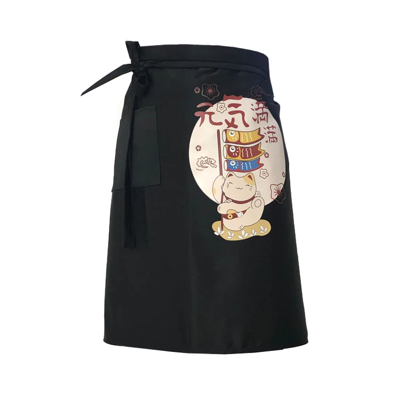 日本スタイルシェフエプロン食品サービス服寿司コック作業エプロン日本料理キッチン着物プリントピナフォア