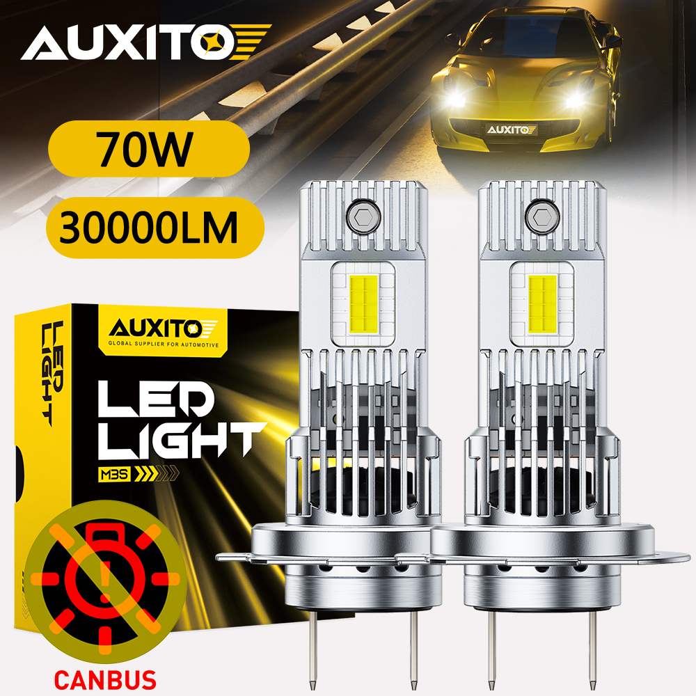 2 個 AUXITO LED H7 Canバス ヘッドライト ターボ 12V オートランプ フォード VW マツダ用 超高輝度ホワイト エラーフリー電球 ファン付き 30000LM