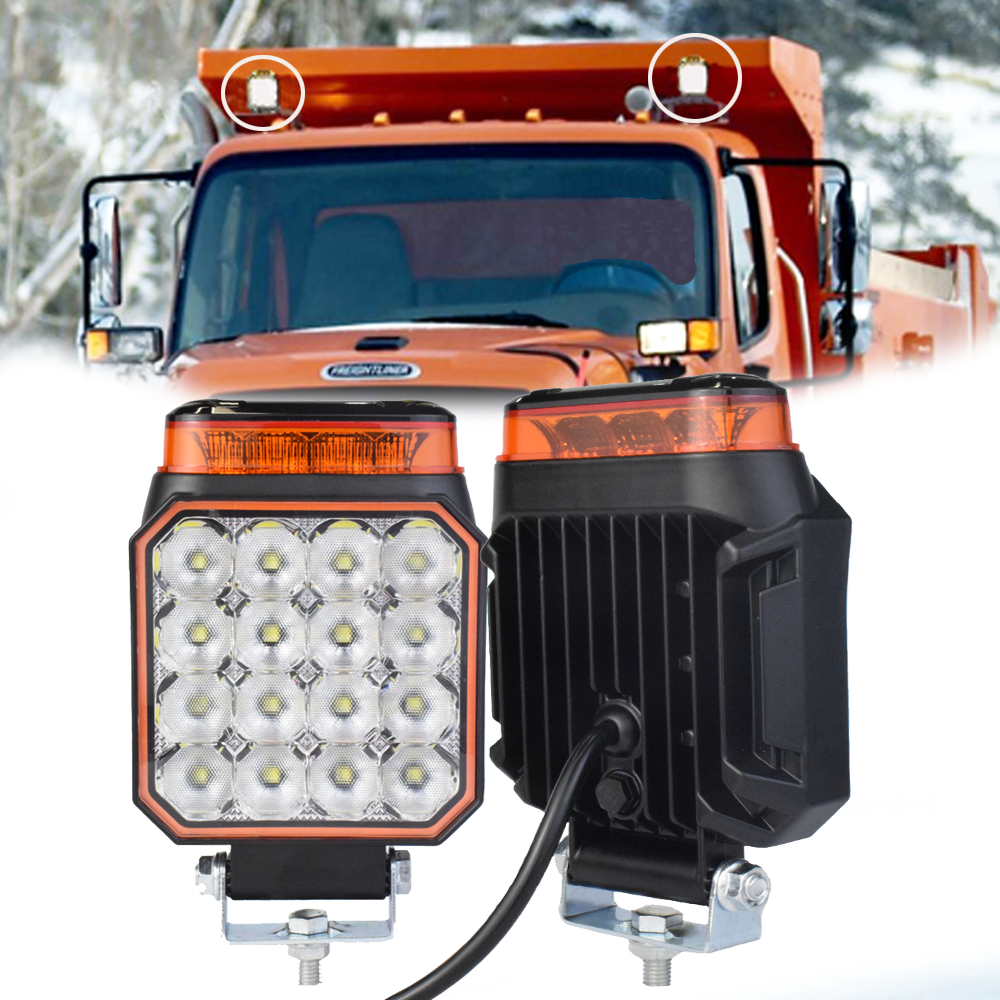 JALN7 4 インチ LED ライトフラッドオフロードホワイトストロボアンバー信号ビーコンフラッシュ wplows エンジニアリング掘削機フォークリフトローダーライト