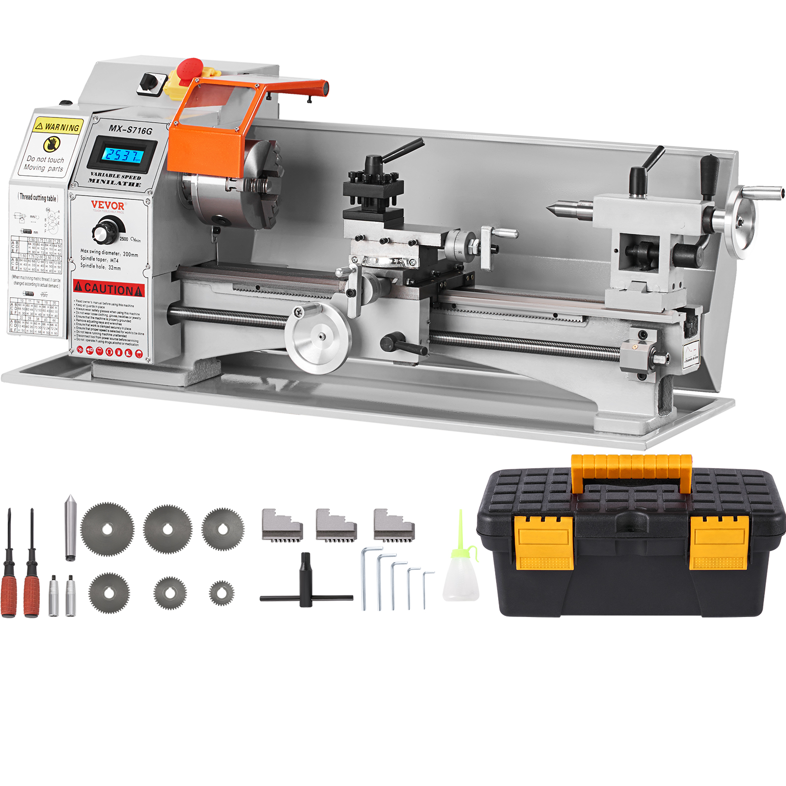 SucceBuy ブラシレス金属旋盤機 7 ''x16'' / 180 ミリメートル * 400 ミリメートル 800 ワットデジタルディスプレイ連続可変金属加工旋削