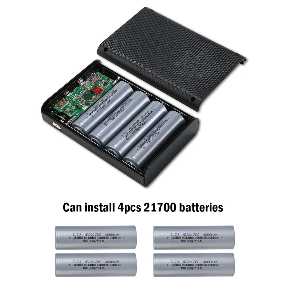 DIY パワーバンク 4 x 21700 バッテリーボックスケースキット QC3.0 PD 急速充電 USB 充電器、スマートフォン用ディスプレイ付き