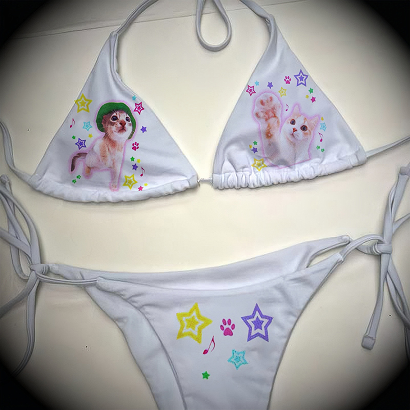 ファッション水着女性 Y2k スタイルレタープリントビキニセットセクシーな Tバック水着 2 枚水着パンクゴシック水着
