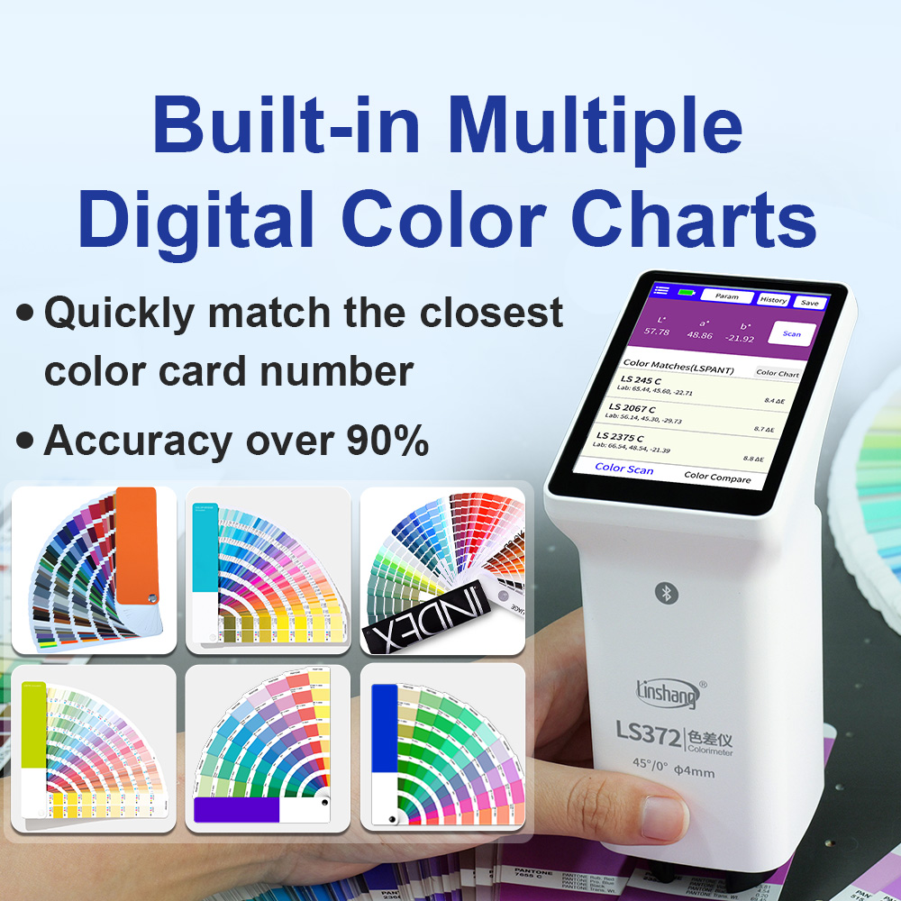 LS372 4mm Aperture Touch Screen APP Colorimeter for Printing Paper Packaging CIE LAB Color Difference Comparison