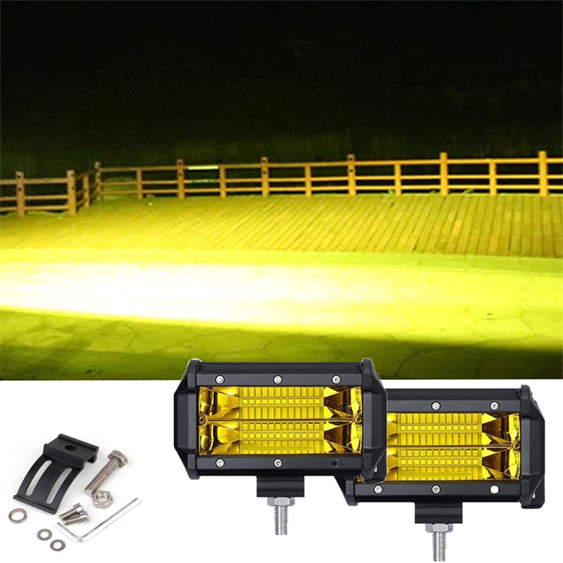 5 インチ LED ワークライト 12 V 24 V 72 ワット白黄色 LED ライトバー Fso スポットビームバー車オフロードジープトラック 4 × 4 ATV 車フォグランプ