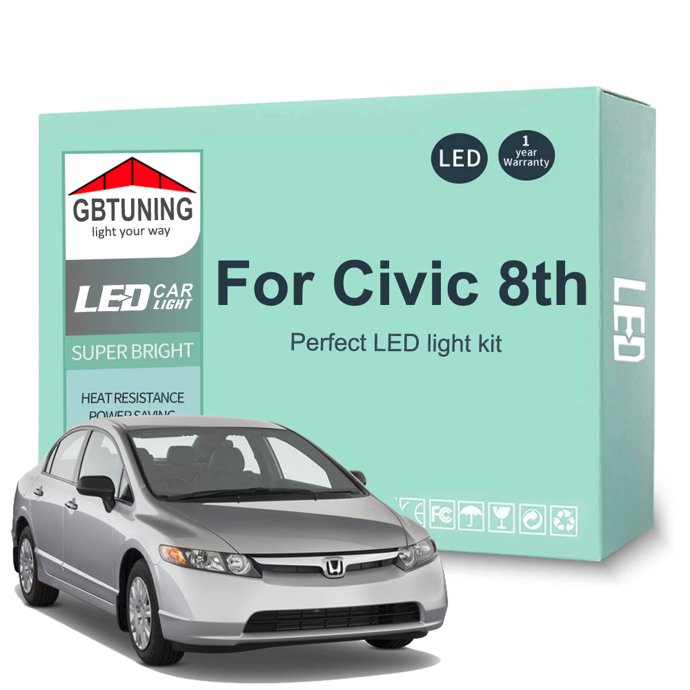 11 個 Canbus ホンダシビック 8 MK8 8th 世代 2006 2007 2008 2009 2010 2011 車 LED インテリア電球キットドームトランク読書ランプ