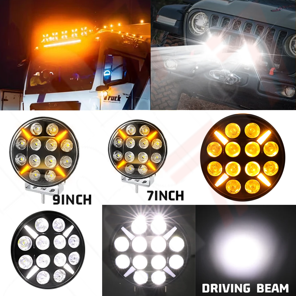 7 インチ/9 インチラウンド 120 ワット Led ワークライト 12V 24V 黄白 Led DRL オフロードフォグランプトラック 4X4 4WD カーアクセサリー