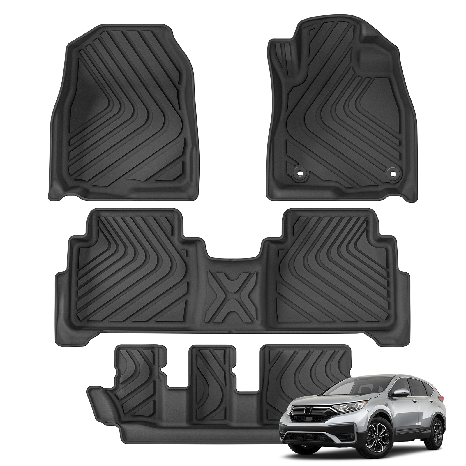 右ドライブ ホンダ CR-V CRV 5th 燃料 7 席 2018-2022 TPE 車のフロアマット カーゴライナー トランクパッド 全天候型アクセサリー ブラック