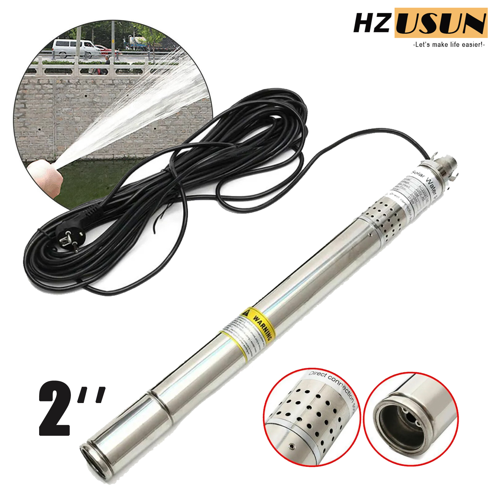 2 インチ 0.5HP ステンレス鋼ネジ 100 フィート井戸ポンプ 220V/60Hz 水中深井戸ポンプ 50 ミリメートルボア深井戸ポンプガーデンホーム