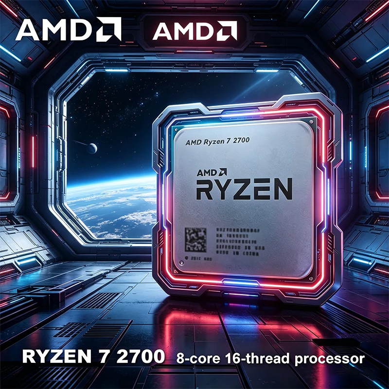 AMD Ryzen 7 2700 3.2 GHz 8 コア CPU プロセッサ、16M キャッシュ、65W TDP ソケット AM4 - 16 スレッド バルク パック