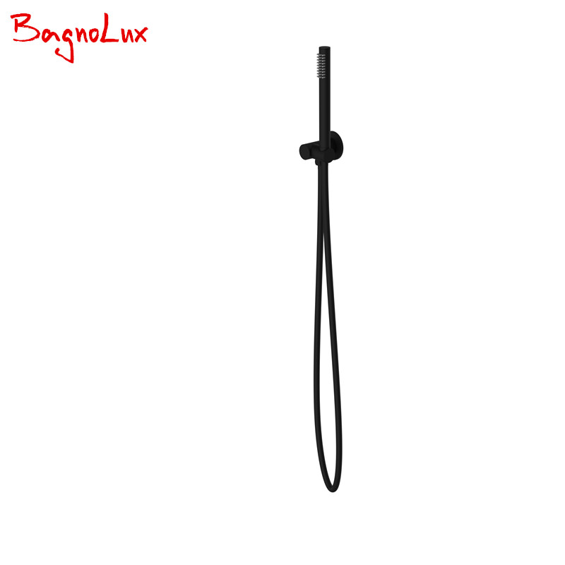 Bagnolux 真鍮調節可能な壁ホルダーハンドヘルド節水バスシャワーラウンドハンドヘルドシャワーマットブラック仕上げヘッドコネクタ