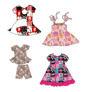 FodoWholesale 女の子用ワンピース、子供用フリルスカート、子供・ベビー用カジュアル竹繊維子供服メーカー