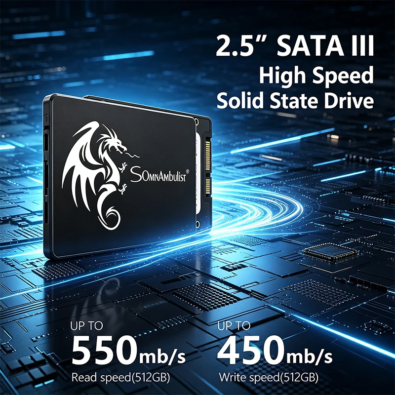 SomnAmbulist 2.5 インチ SATA3 内蔵 SSD ソリッド ステート ドライブ PC ラップトップ アップグレード 240GB 480GB 960GB 128GB 1TB 2TB オプションあり