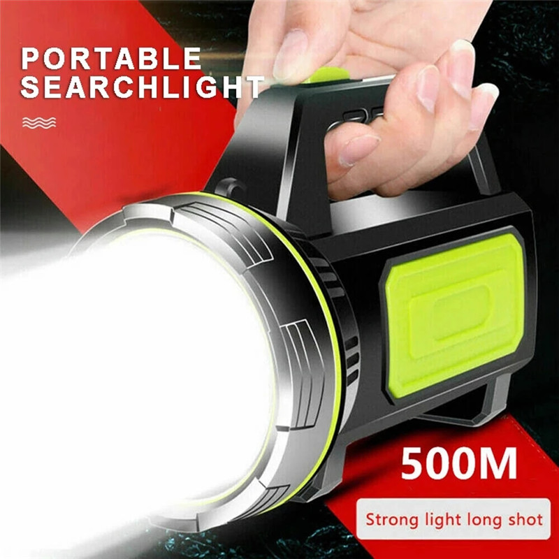 LED 強力サーチライト懐中電灯ポータブルハンドランプ充電式 2 照明モード緊急ハイキングキャンプ省エネトーチ
