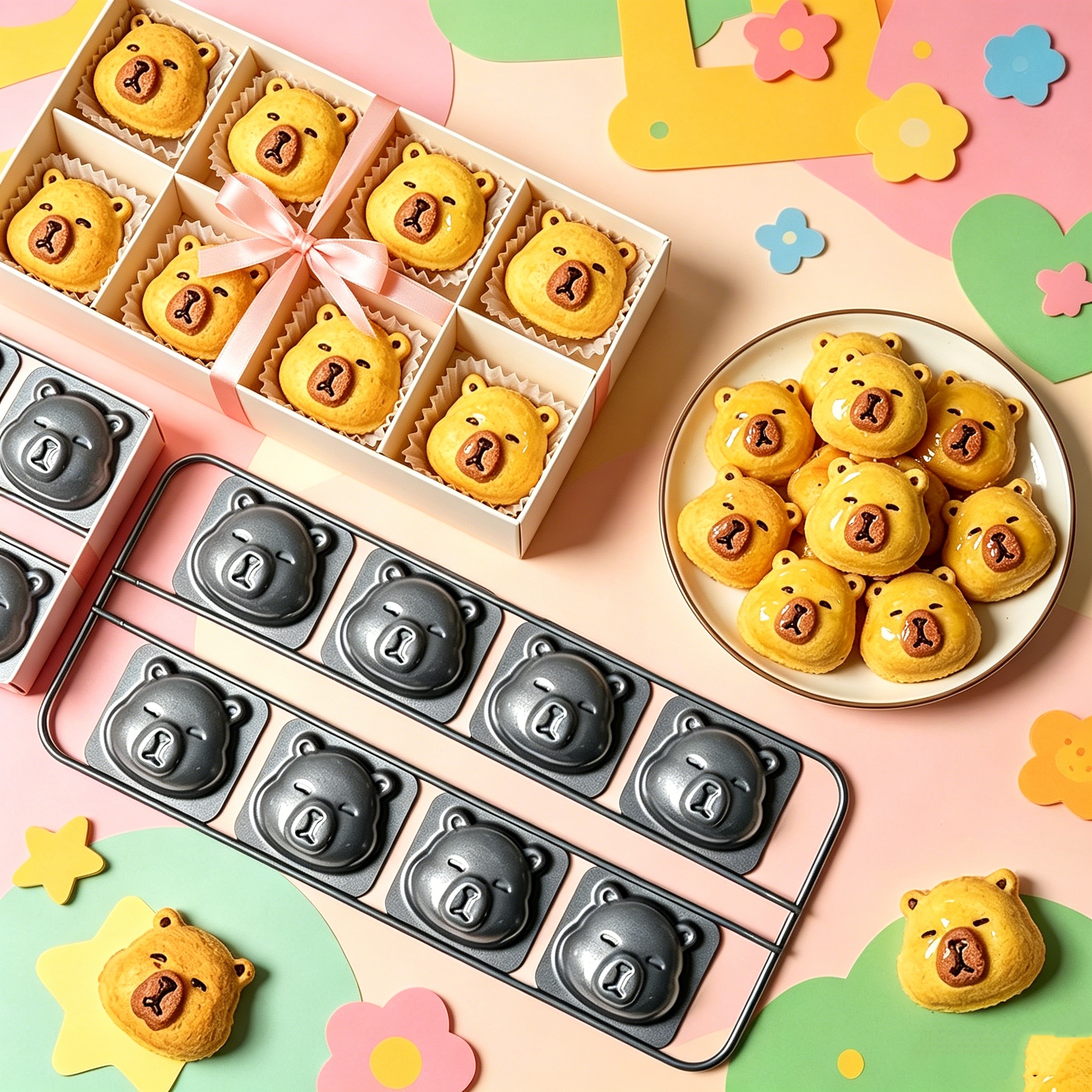 8 空洞クマ耐熱皿マドレーヌベーキングパン漫画動物の形マフィンケーキホーム DIY ベーキングモールド炭素鋼装飾ツール