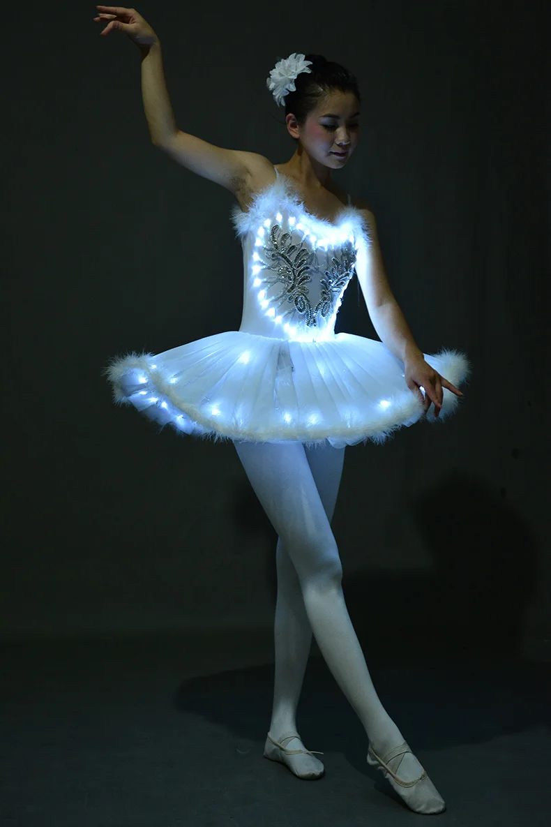 LED ライト白鳥の湖夜光虫ライト LED バレエスカート大人子供ふわふわ蛍光パフォーマンス服ダンス衣装