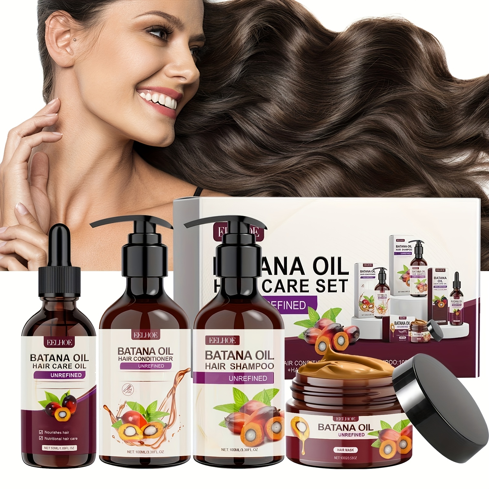 Batana オイル ヘアケア セット - すべての髪質用のシャンプー、コンディショナー、ヘアマスク、スカルプ オイル
