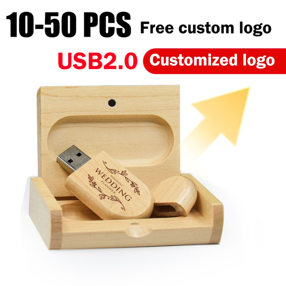 10/20/50 個無料カスタムロゴ USB フラッシュドライブ 128 ギガバイト木箱メモリスティック 4 ギガバイトクリエイティブギフトペンドライブメープルペンドライブ Cle USB