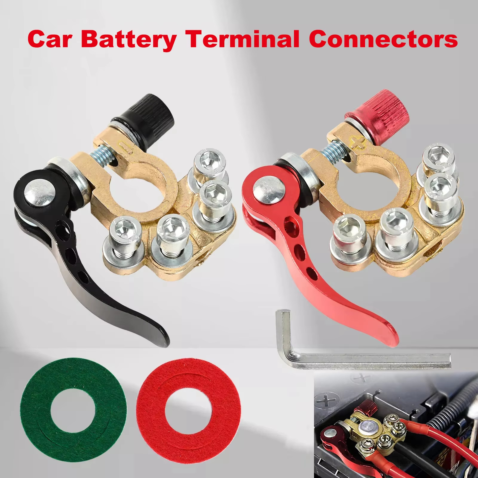 車のバッテリー端子 12V 24V 正負電源ラグポストクイックリリーストップクリップコネクタ