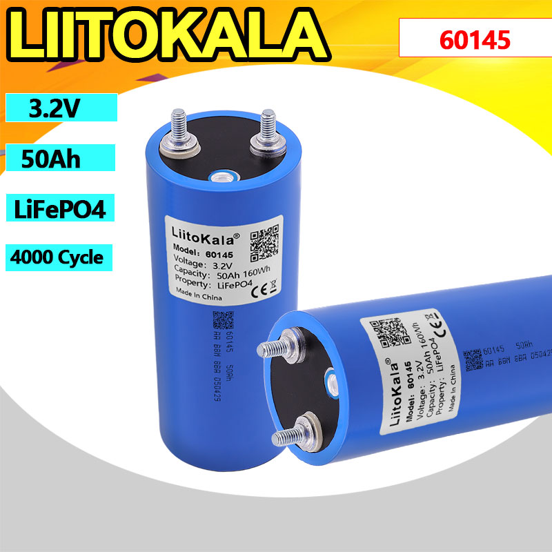 LiitoKala 3.2V 50Ah LiFePO4 バッテリー 60145 リチウムリン酸鉄 12V 24V 36V オフグリッド太陽エネルギー車ゴルフカートキャンプトライ