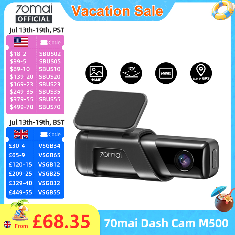 70mai ダッシュカム M500 1944P 170FOV 70mai M500 車 DVR ダッシュカメラレコーダー GPS ADAS 24H パーキングモニター eMMC 内蔵ストレージ