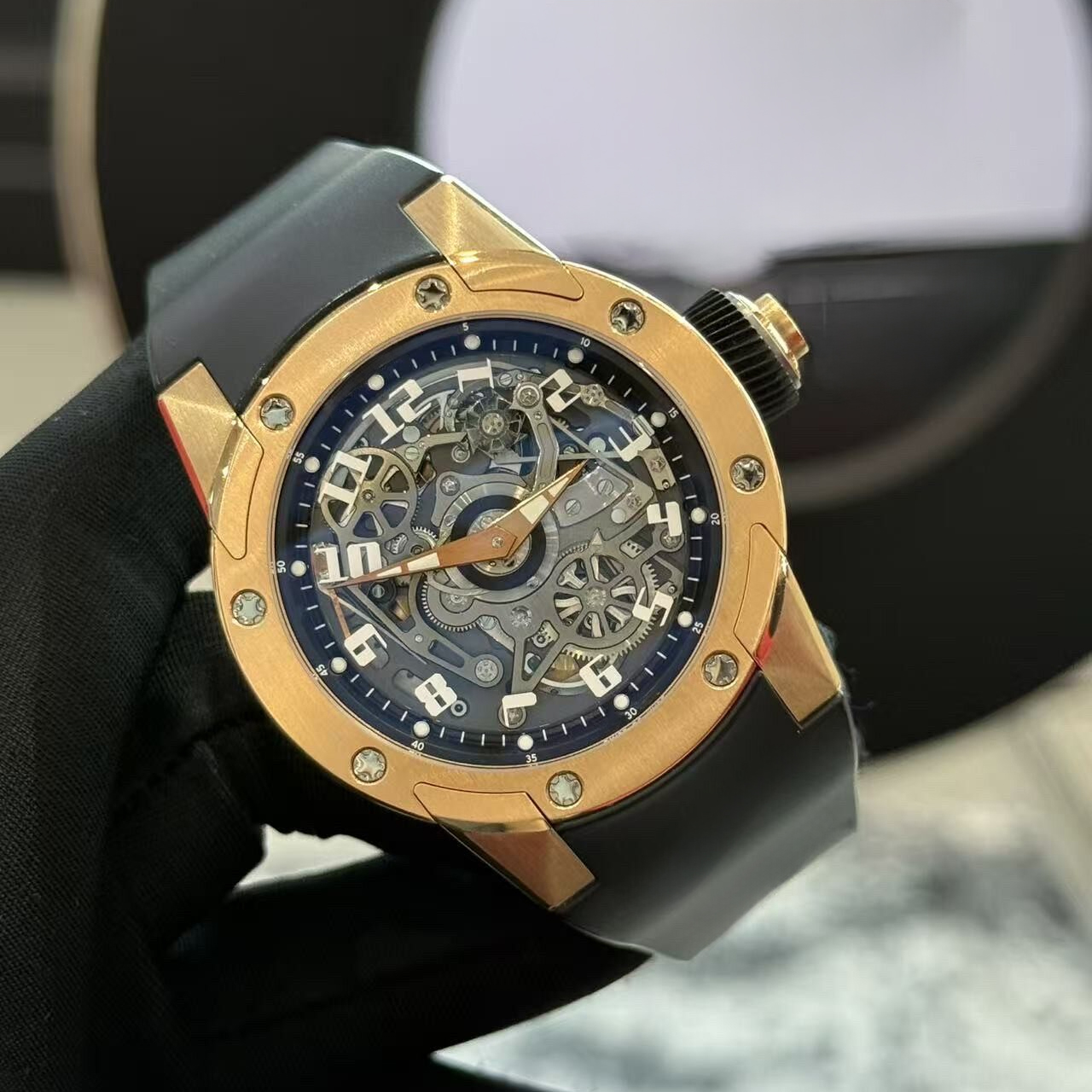 限定版の豪華なハイエンド ローズゴールド ウォッチ 63-01 - ビジネスおよびソーシャルの男性および女性用自動機械式時計v