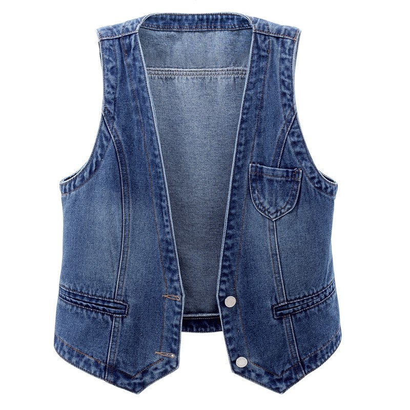女性ヴィンテージデニムチョッキジャケット 2026 春の新女性ショートスリムノースリーブコートベスト 6XL シングルブレスト固体カジュアルトップ
