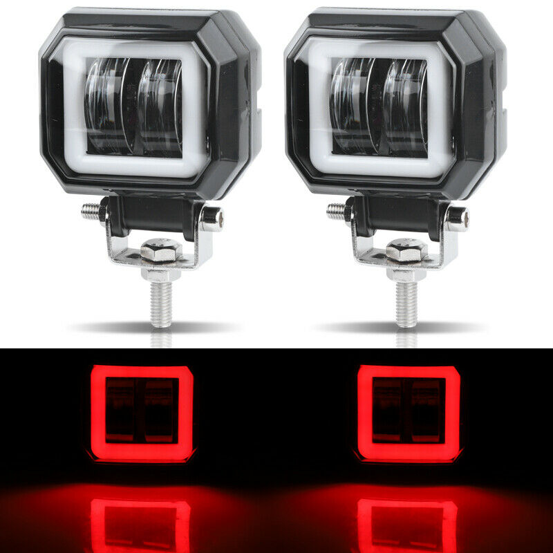 2 個 3 インチ 12V 24V 6000K LED ワークライトバースポット駆動 LED ヘッドライトワークランプフォグポッド DRL レッドハローオフロード 4WD ATV SUV