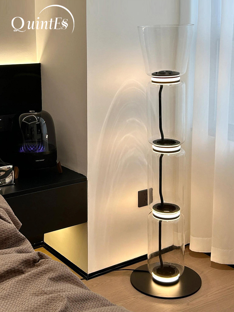 モダンな高級ガラス柱 LED フロアランプデザイナーホームアート屋内リビングルームソファベッドルーム用スタンドライト