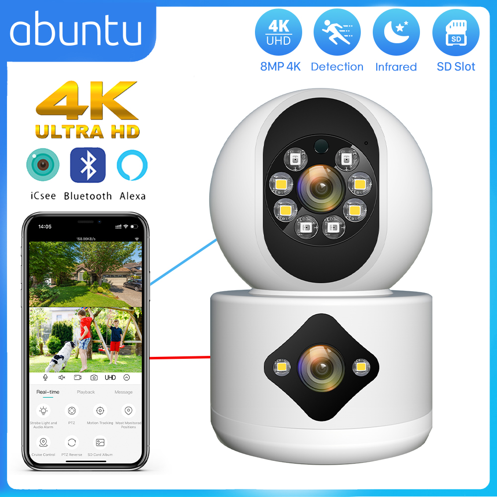8MP 4K Wifi カメラ屋内ミニベビーモニター人体検出監視カメラアラームプッシュホームセキュリティ保護 ICSEE アプリ