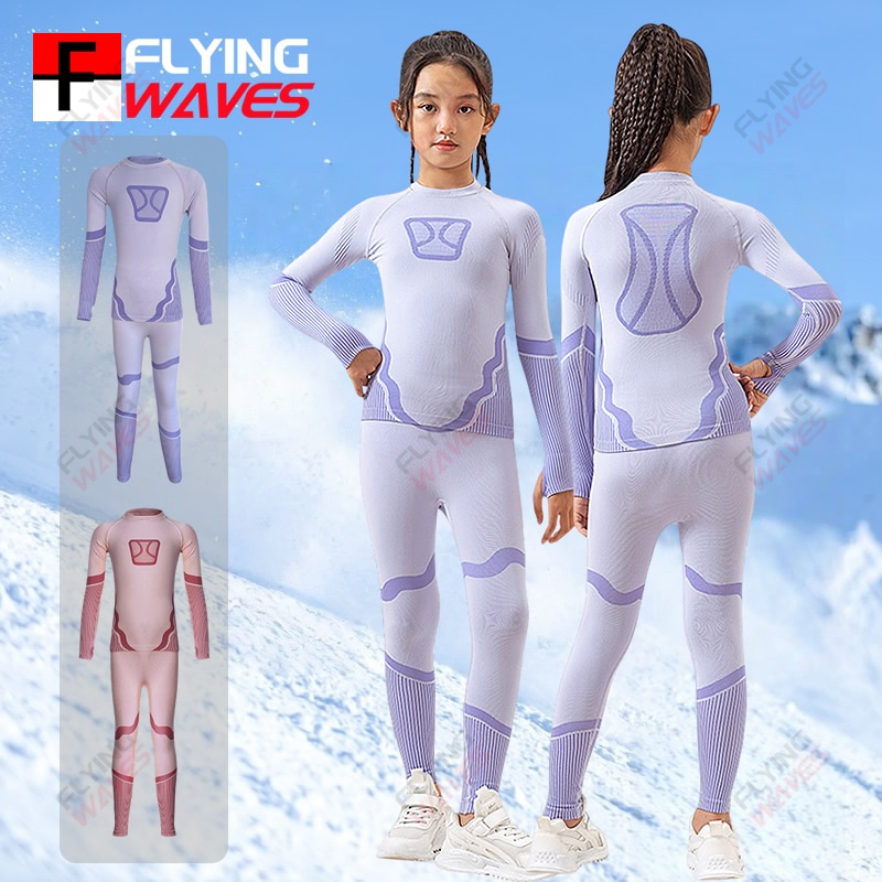 New Children Winter Outdoor Sports Thermal Underwear Set Girls Boys Sweat Wicking Quick-Dry Training Cycling Skiing Base Layer
