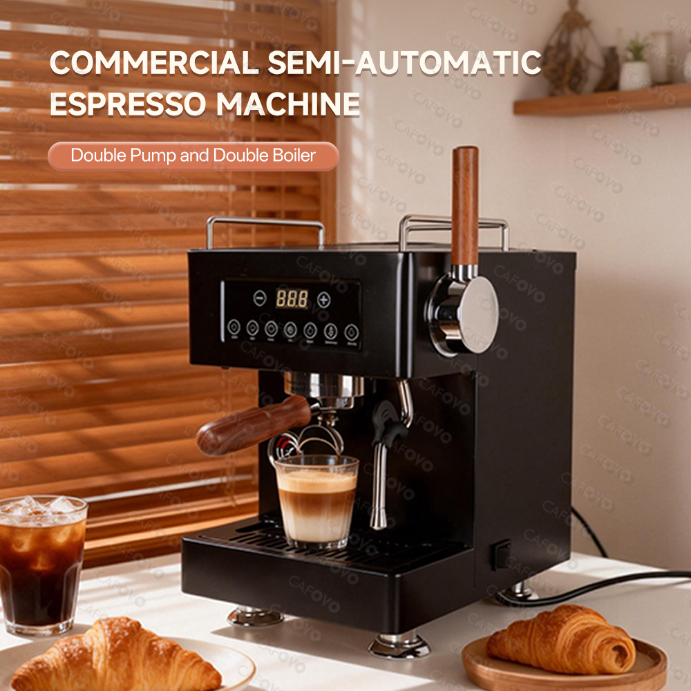 CAFOVO E147 9Bar 半自動エスプレッソマシン PID NTC ダブル ULKA ポンプ ダブルボイラーコーヒーマシン OPV 付きホームカフェ用