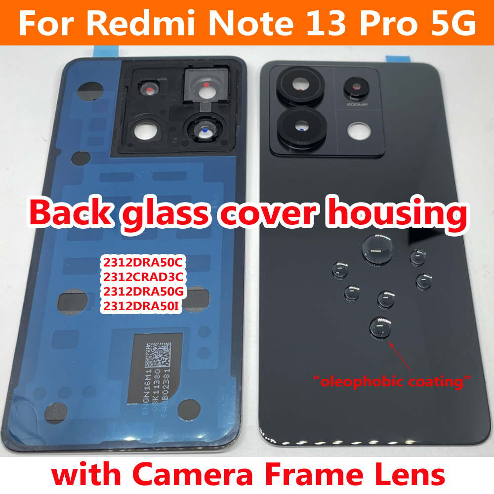 最高のオリジナルガラスバックカバー Xiaomi Redmi 注 13 プロ 5 グラムモバイルハウジング蓋バッテリーリアケースとカメラレンズ接着剤