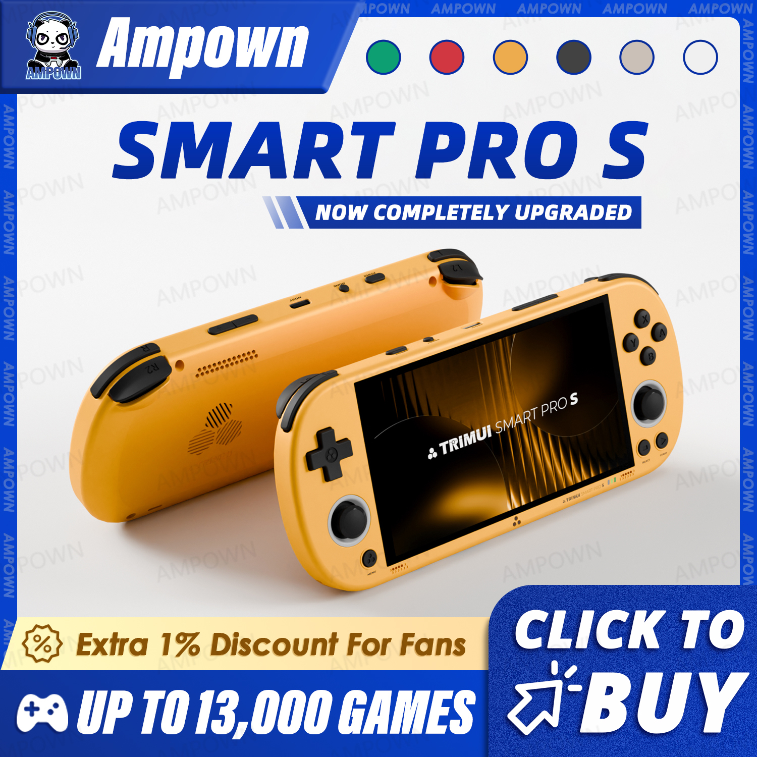 TRIMUI SMART PRO S ハンドヘルドゲームコンソール 4.96 ''IPS スクリーン Allwinner A523 プロセッサホールジョイスティック RGB 照明 TG5050 ゲームプレーヤー