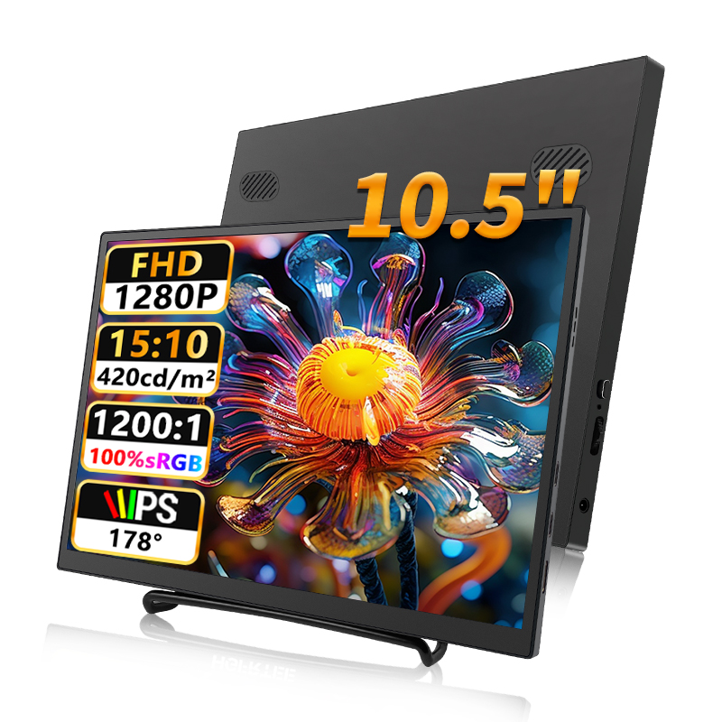 HGFRTEE 100%sRGB 10.5 インチポータブルモニター 1280P 420Cd/m ² セカンドスクリーンラップトップ Mac Xbox PS4/5 スイッチ PC 拡張ディスプレイ