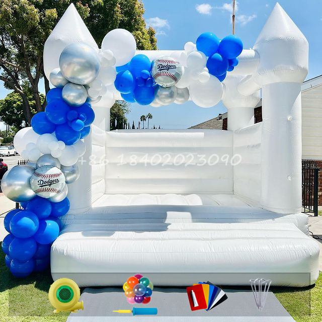 ホワイト ジャンピング キャッスル 3x3m インフレータブル 子供弾む城オールホワイト ミニ バウンス ハウス 結婚式用