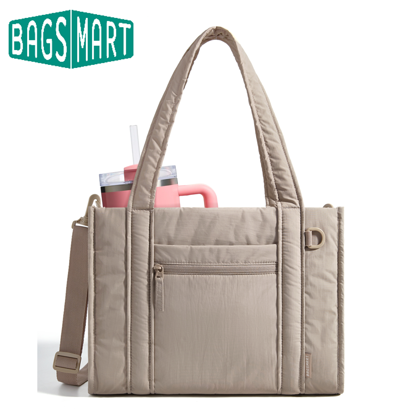 BAGSMART レディース トートバッグ 旅行 仕事 大学 大容量 カジュアル 通勤 クロスボディバッグ 軽量 ハンドバッグ ジッパー付き