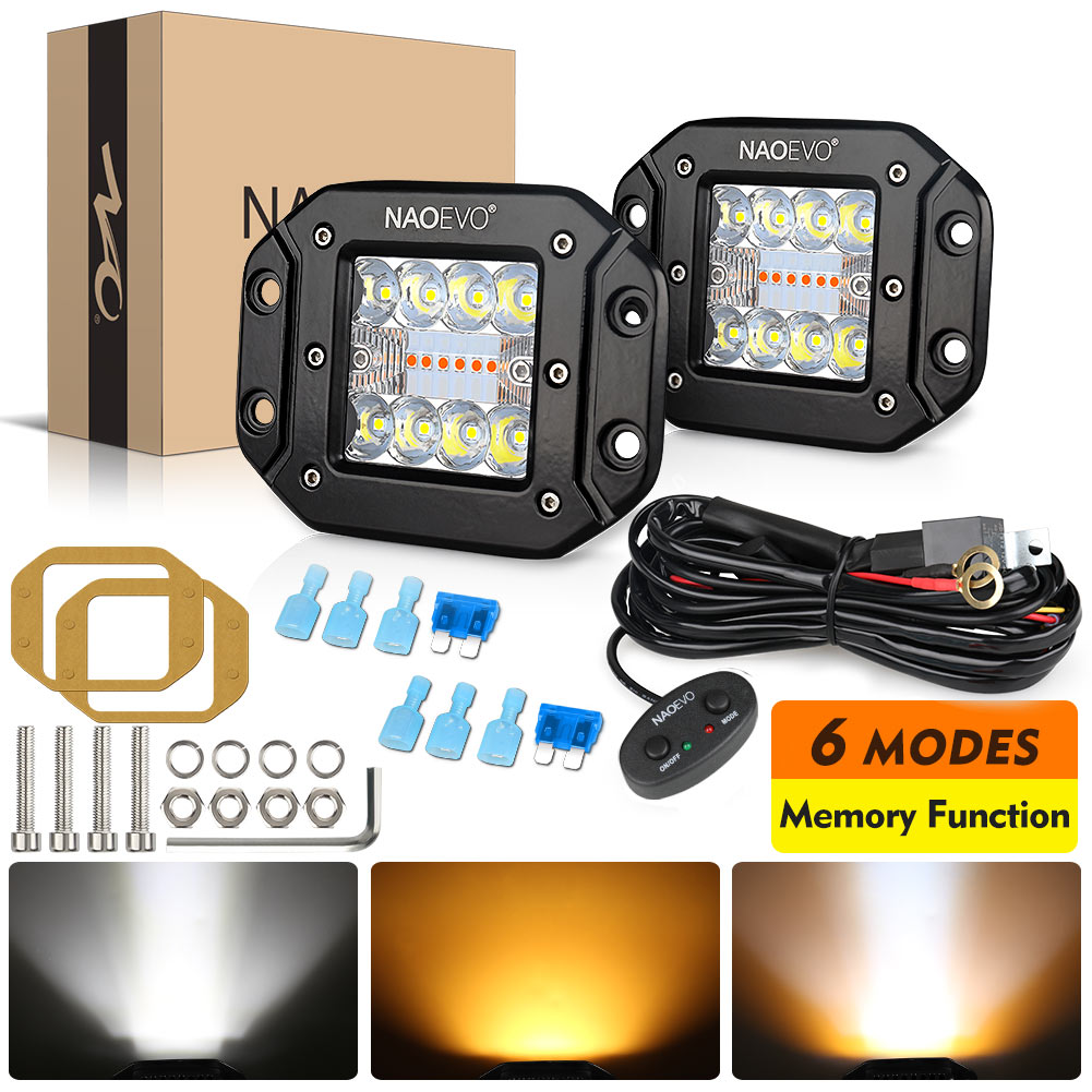NAOEVO フラッシュマウントオフロード Led ライトバーポッド 5 インチ 72 ワット 12 V 24 V アンバーホワイトフォグドライブリア LED ワークランプ自動車トラックジープ SUV