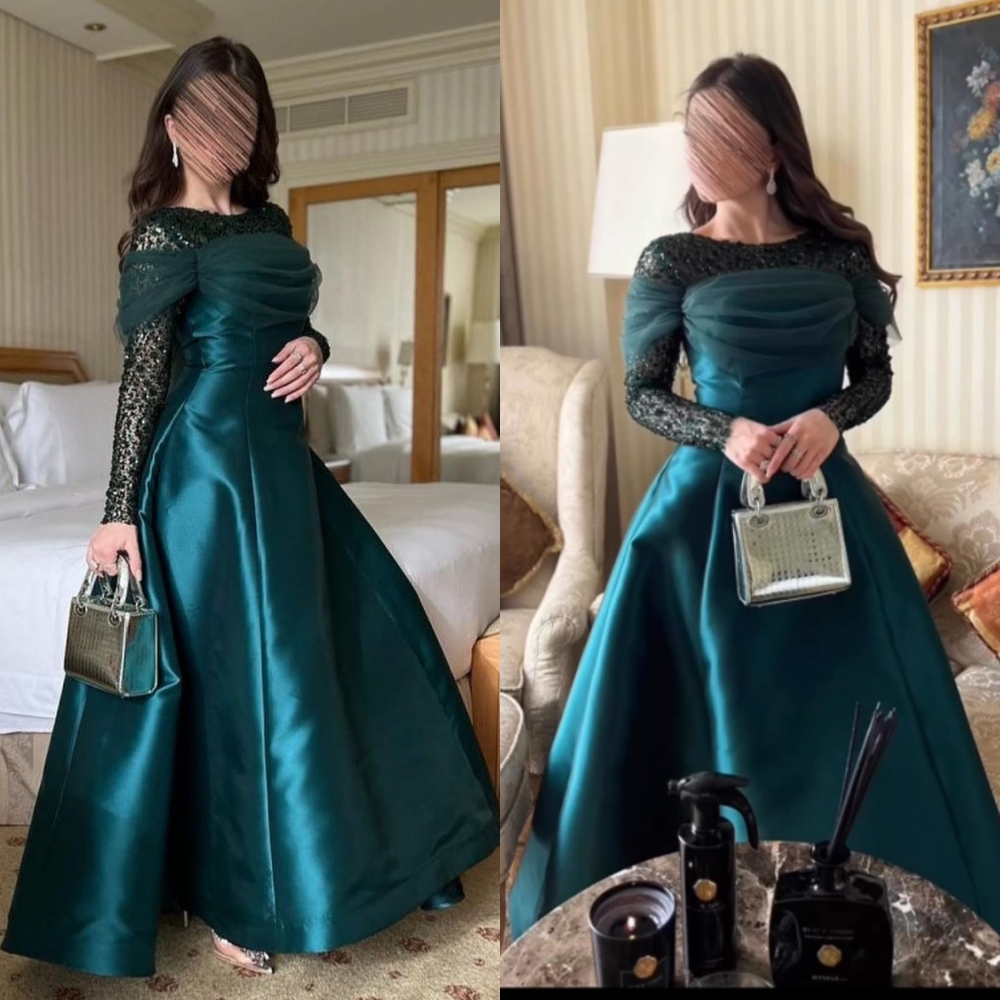 カスタマイズされた女性の複雑なジュエル夜会服床の長さのイブニングドレスフォーマル行事サテンvestidosパライベント特別な