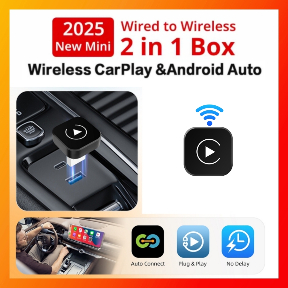 2 in 1 ワイヤレス CarPlay アダプター プラグ