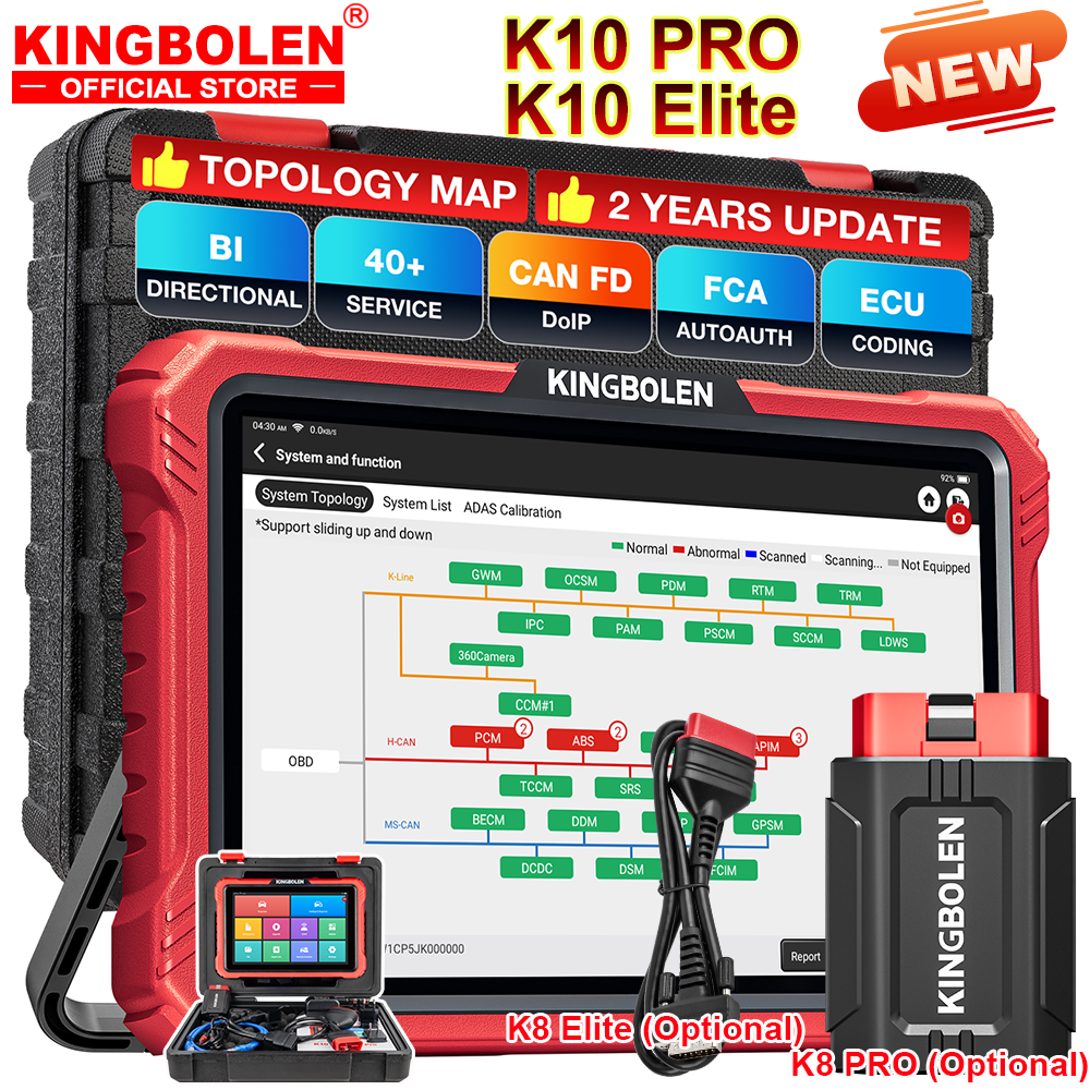 KINGBOLEN K10 プロ K10 エリート CAN FD DoIP 全システム車診断ツール 40 リセットトポロジマップ ECU コーディング双方向 PK 起動