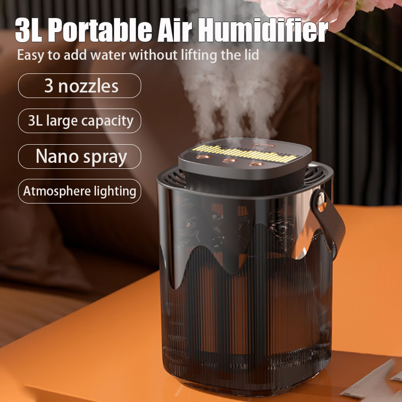 3L 空気加湿器ポータブル小型アロマディフューザー 3 スプレーポート大容量 usb umidificador ホームエッセンシャルオイルクールミストメーカー