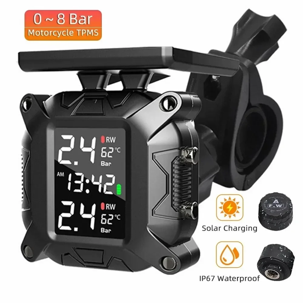 ソーラー充電 TPMS オートバイタイヤ空気圧センサー バイクタイヤ空気圧監視システム タイヤ温度警報システム