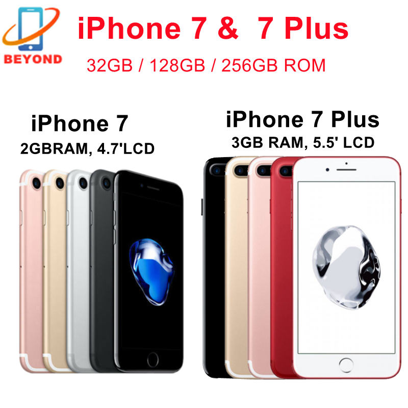 Apple iPhone 7 / 7Plus 32GB 128GB 256GB ROM 4.7'/5.5' IPS LCD 12MP 4G LTE クアッドコア IOS NFC オリジナルロック解除携帯電話