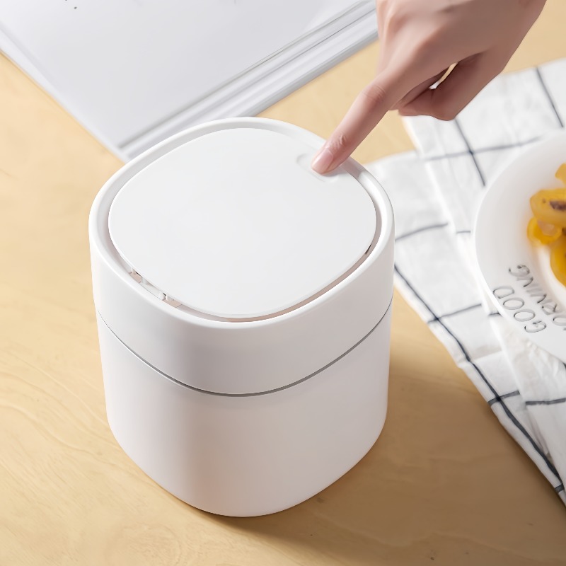 1pc ミニデスクトップゴミ箱、小型テーブルトッププラスチックカバーゴミ箱デスクトップ用