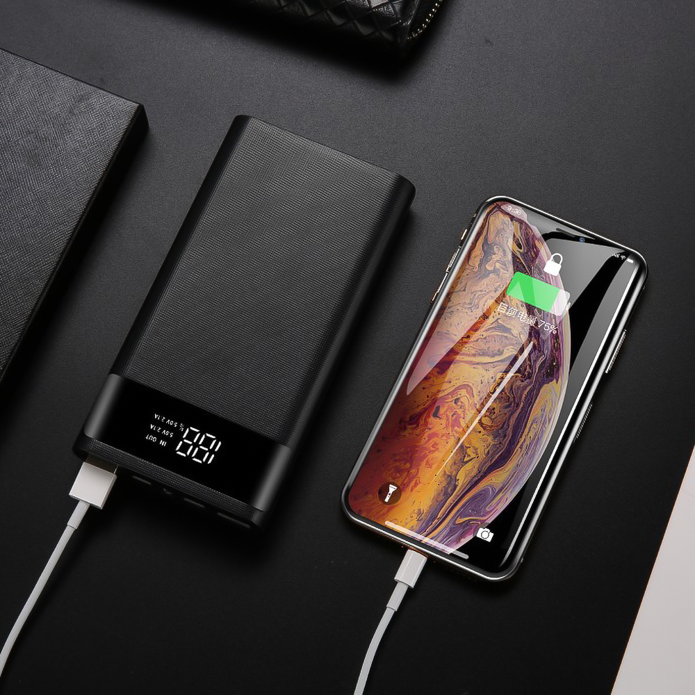 4x18650 DIY パワーバンクボックス 15000mAh 超高速充電ボックス デジタルディスプレイ付き BC1.2 iPhone 用 Samsung 用