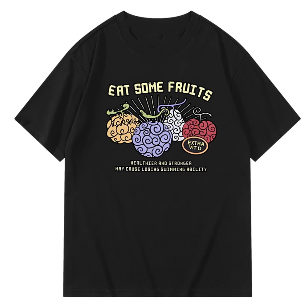夏の新アニメワンピースニカフルーツグラフィック Tシャツ紳士服綿ルーズカジュアル女性半袖 Tシャツカップルトップ