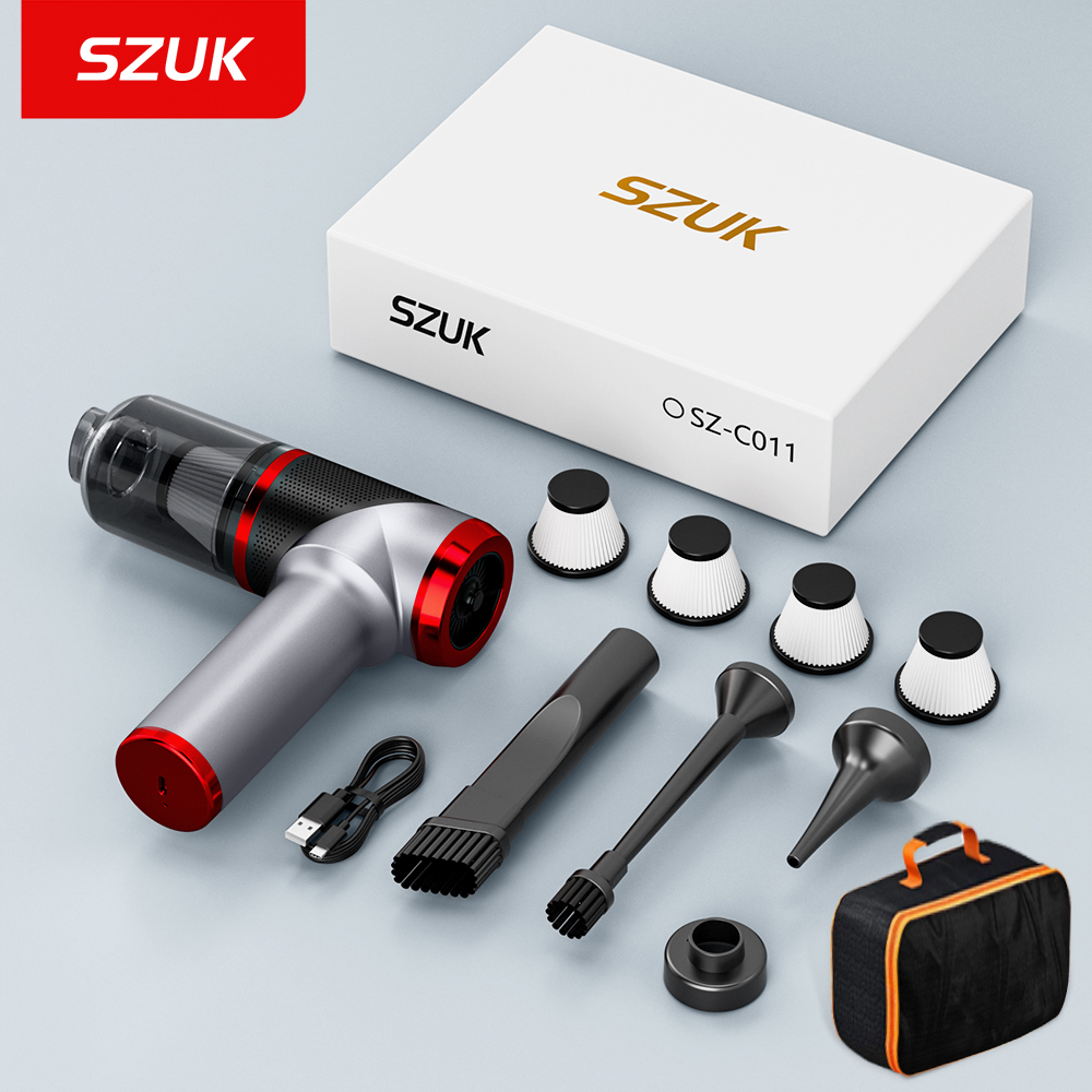 SZUK 車用掃除機強力な吸引ワイヤレスミニ掃除機車と家庭用強力なポータブルハンドヘルドクリーナー