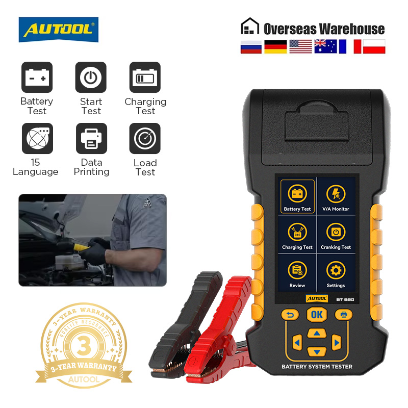 AUTOOL BT880 バッテリーテスター プリンター 8-30V V/A モニター付き