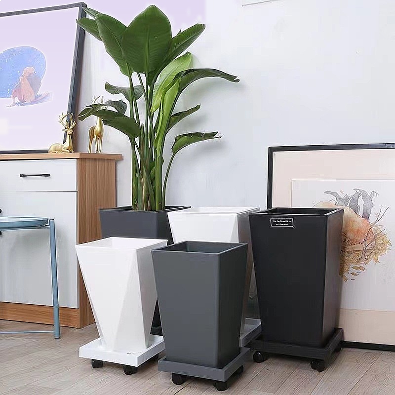 フェイクセメントプラスチックプランター北欧大型正方形樹脂ポットパームストレリチア用