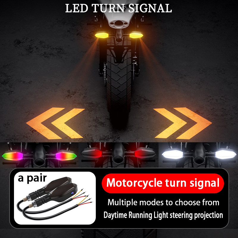 ペアオートバイウインカー 投影ウインカー付き オートバイライト LED ウインカーライト ハイライト警告灯